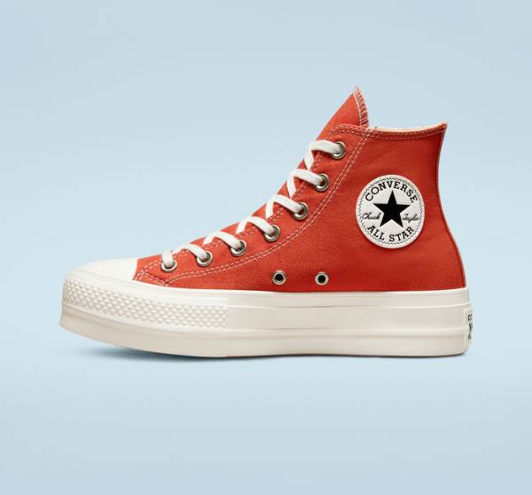 Trampki Wysokie Converse Chuck Taylor All Star Lift Platformie Peaches Pomarańczowe Czarne | CV-781JRN