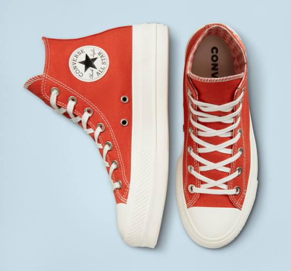 Trampki Wysokie Converse Chuck Taylor All Star Lift Platformie Peaches Pomarańczowe Czarne | CV-781JRN