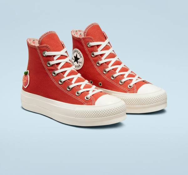 Trampki Wysokie Converse Chuck Taylor All Star Lift Platformie Peaches Pomarańczowe Czarne | CV-781JRN