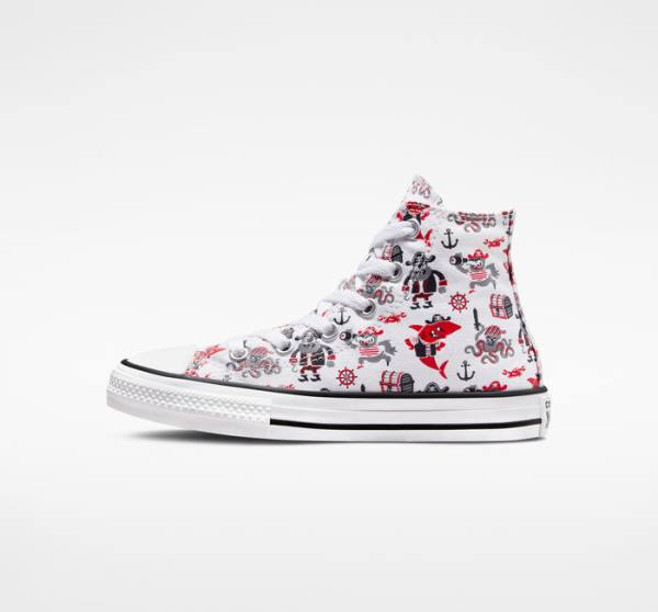 Trampki Wysokie Converse Chuck Taylor All Star Pirates Białe Czerwone Czarne | CV-784OPB