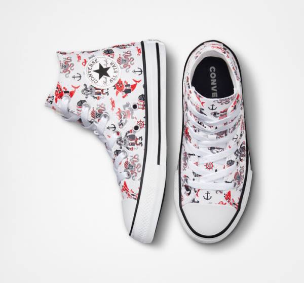 Trampki Wysokie Converse Chuck Taylor All Star Pirates Białe Czerwone Czarne | CV-784OPB