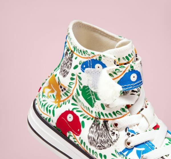 Trampki Wysokie Converse Chuck Taylor All Star Easy-On Multicolored Animals Białe Kolorowe Czarne | CV-827IST