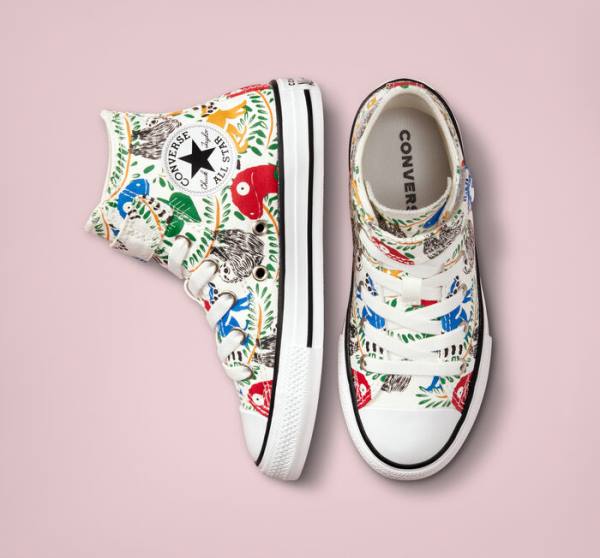 Trampki Wysokie Converse Chuck Taylor All Star Easy-On Multicolored Animals Białe Kolorowe Czarne | CV-827IST