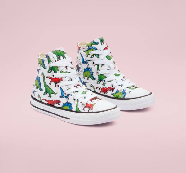 Trampki Wysokie Converse Chuck Taylor All Star 8-Bit Dino Białe Niebieskie | CV-857HRY