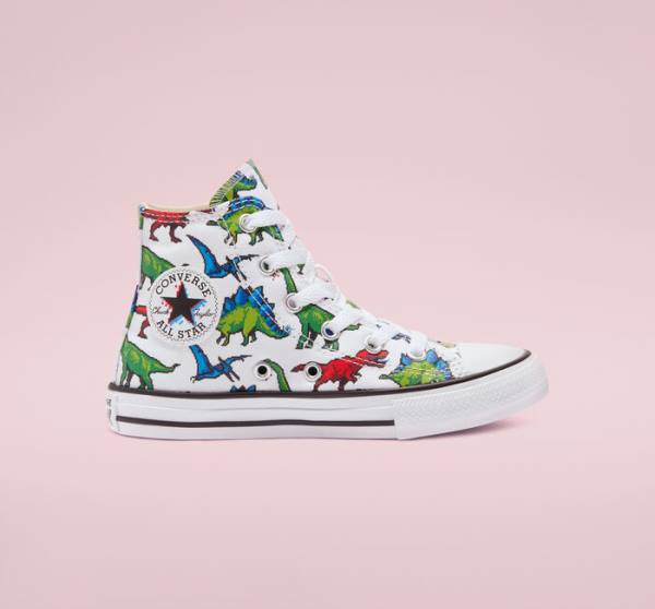 Trampki Wysokie Converse Chuck Taylor All Star 8-Bit Dino Białe Niebieskie | CV-857HRY