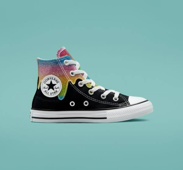 Trampki Wysokie Converse Chuck Taylor All Star Glitter Drip Czarne Beżowe Białe Różowe | CV-860IOL