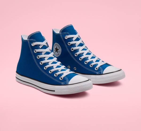 Trampki Wysokie Converse Chuck Taylor All Star Seasonal Color Niebieskie Białe | CV-892RWJ