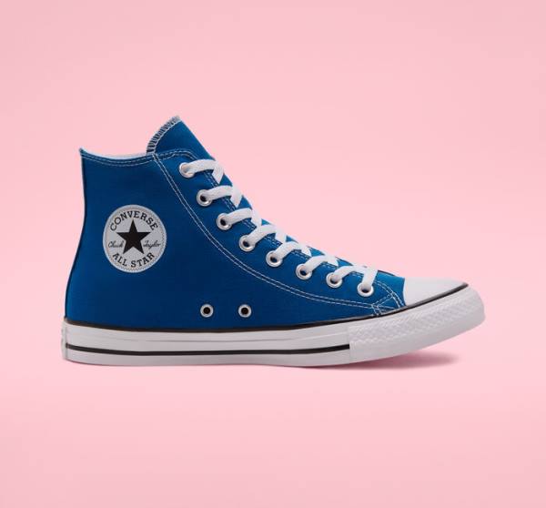 Trampki Wysokie Converse Chuck Taylor All Star Seasonal Color Niebieskie Białe | CV-892RWJ