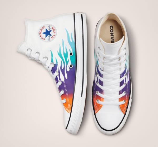 Trampki Wysokie Converse Chuck Taylor All Star Archive Prints Białe Niebieskie Turkusowe | CV-932UIL