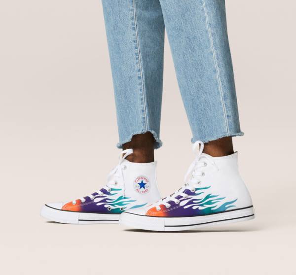 Trampki Wysokie Converse Chuck Taylor All Star Archive Prints Białe Niebieskie Turkusowe | CV-932UIL