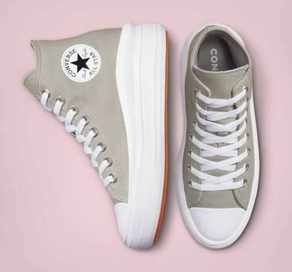 Trampki Wysokie Converse Chuck Taylor All Star Move Platformie Seasonal Color Oliwkowe Białe Białe | CV-960AZL