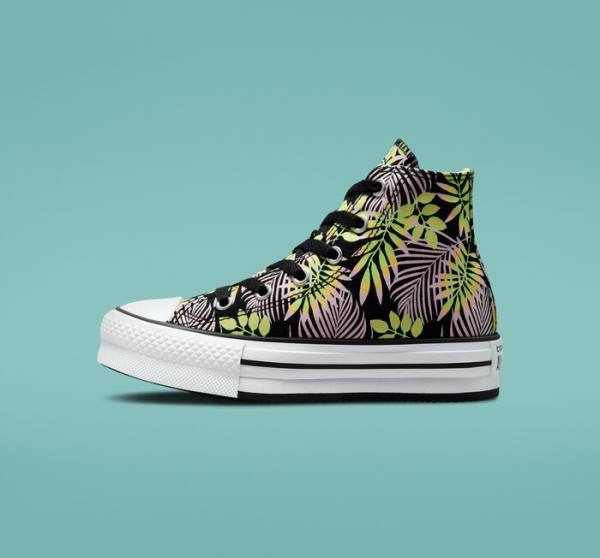 Trampki Wysokie Converse Chuck Taylor All Star Lift Platformie Bright Plants Czarne Różowe Głęboka Zielone | CV-975NDR