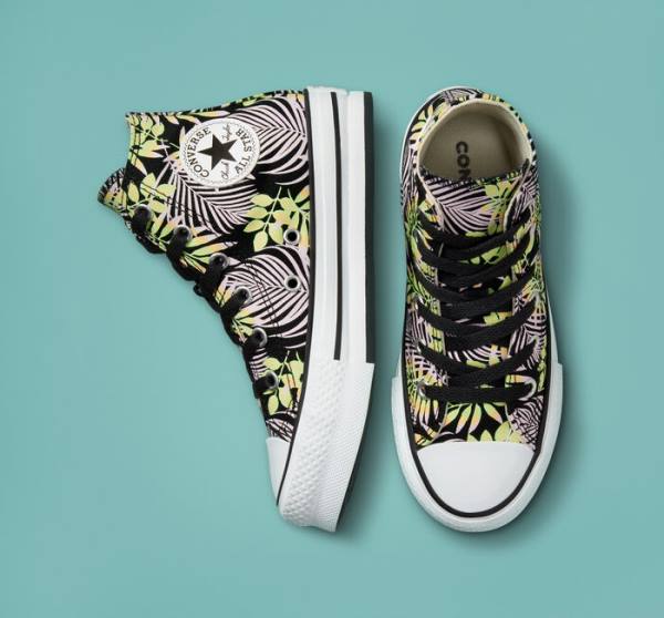 Trampki Wysokie Converse Chuck Taylor All Star Lift Platformie Bright Plants Czarne Różowe Głęboka Zielone | CV-975NDR