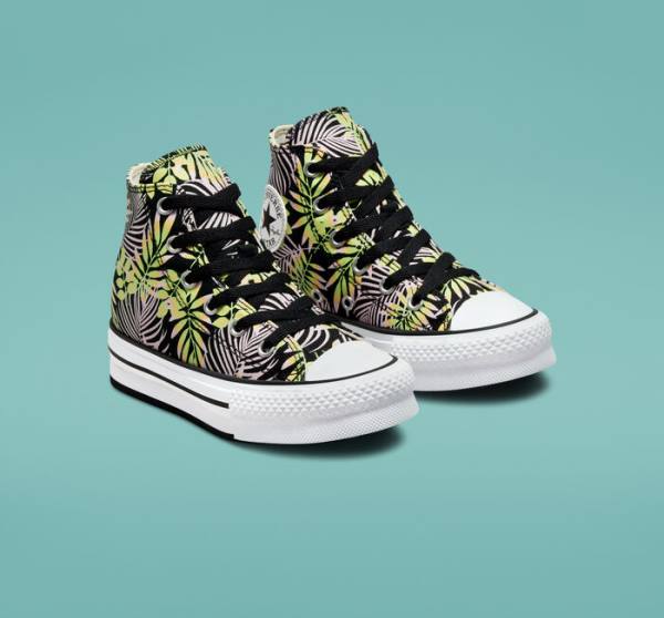 Trampki Wysokie Converse Chuck Taylor All Star Lift Platformie Bright Plants Czarne Różowe Głęboka Zielone | CV-975NDR