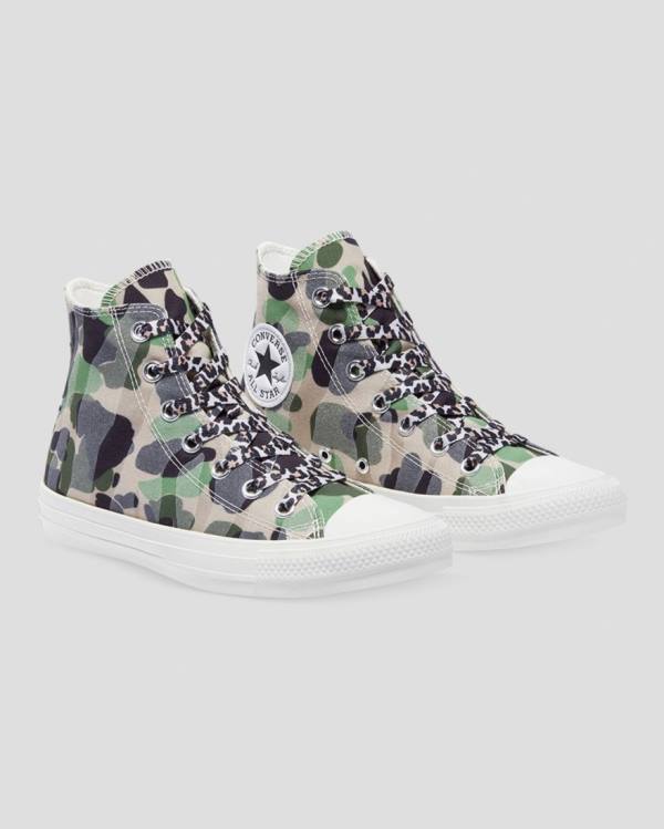 Trampki Wysokie Converse Chuck Taylor Edged Leopard Print Czarne | CV-196QAO