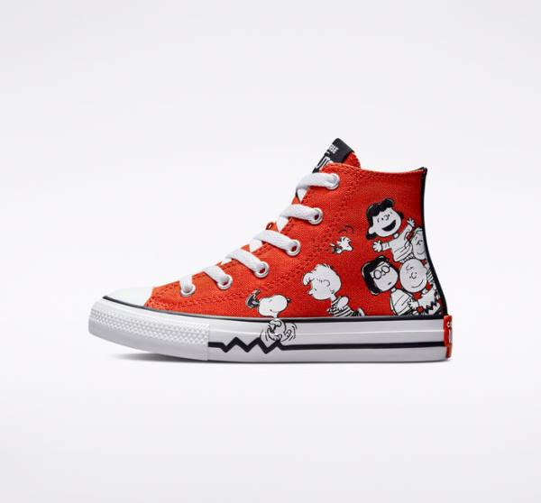 Trampki Wysokie Converse Peanuts Chuck Taylor All Star Czerwone Czarne Białe | CV-682SIU