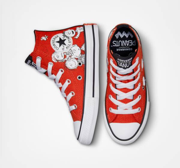 Trampki Wysokie Converse Peanuts Chuck Taylor All Star Czerwone Czarne Białe | CV-682SIU