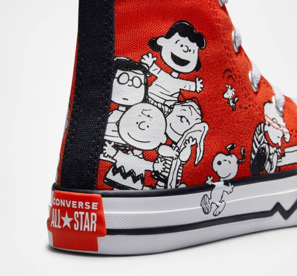 Trampki Wysokie Converse Peanuts Chuck Taylor All Star Czerwone Czarne Białe | CV-682SIU