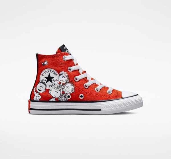 Trampki Wysokie Converse Peanuts Chuck Taylor All Star Czerwone Czarne Białe | CV-682SIU