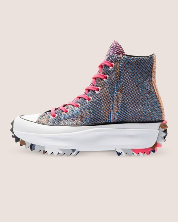 Trampki Wysokie Converse Run Star Hike Knit Print Niebieskie Czerwone | CV-475ANE