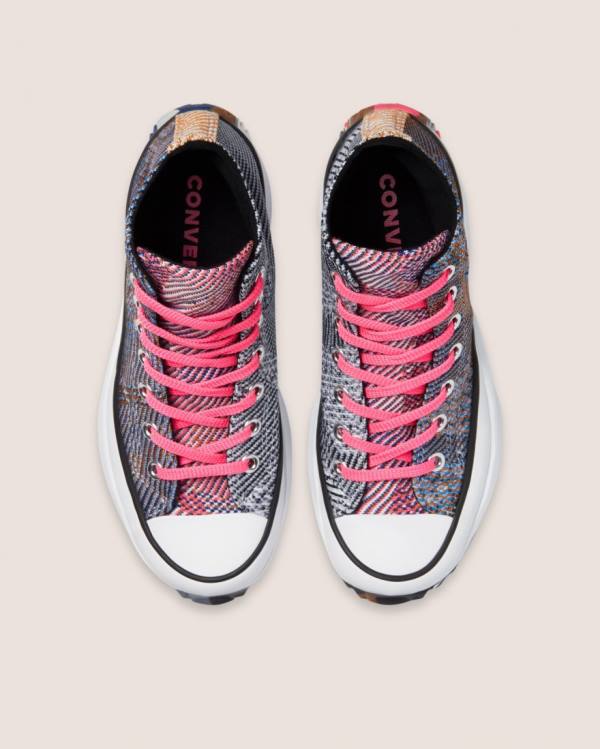 Trampki Wysokie Converse Run Star Hike Knit Print Niebieskie Czerwone | CV-475ANE