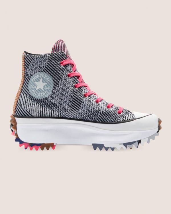 Trampki Wysokie Converse Run Star Hike Knit Print Niebieskie Czerwone | CV-475ANE