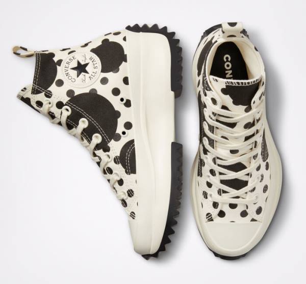 Trampki Wysokie Converse Run Star Hike Platformie Polka Dots Czarne | CV-320PWD