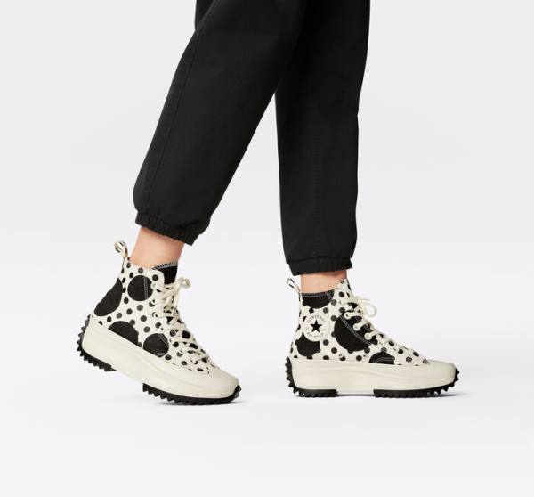 Trampki Wysokie Converse Run Star Hike Platformie Polka Dots Czarne | CV-320PWD