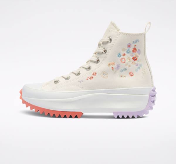 Trampki Wysokie Converse Run Star Hike Platformie Embroidered Floral Głęboka | CV-475YQB