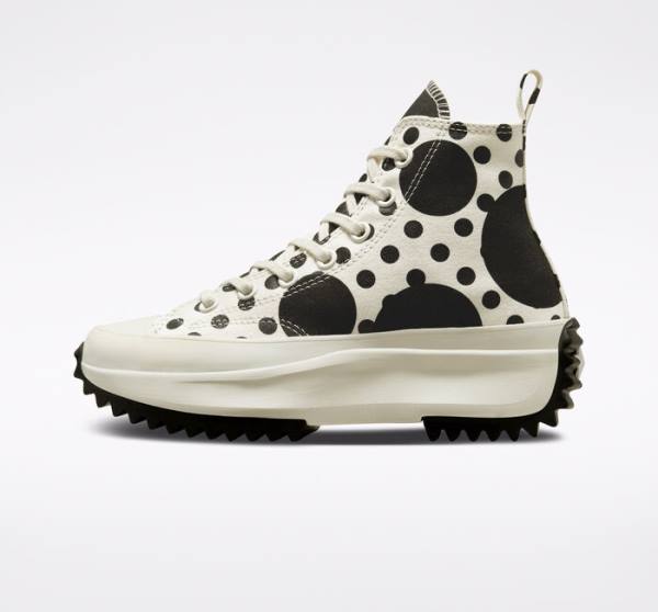 Trampki Wysokie Converse Run Star Hike Platformie Polka Dots Czarne | CV-529PVB