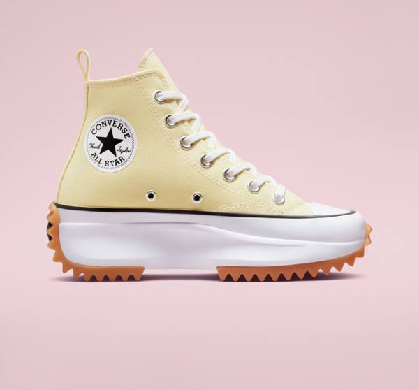 Trampki Wysokie Converse Run Star Hike Platformie Seasonal Color Cytrynowy Czarne Białe | CV-680MWN