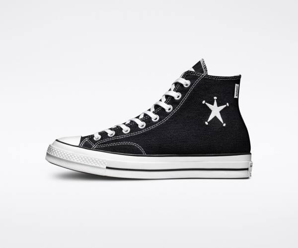 Trampki Wysokie Converse Stussy Chuck 70 Czarne Białe | CV-402CBH