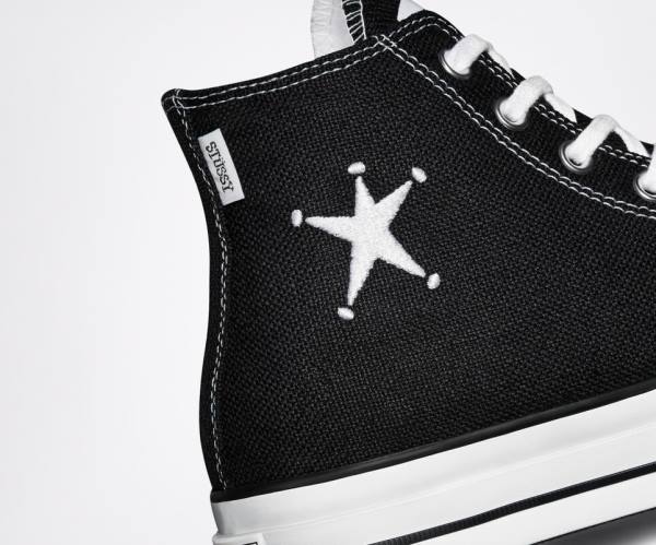 Trampki Wysokie Converse Stussy Chuck 70 Czarne Białe | CV-402CBH