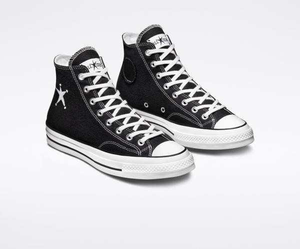 Trampki Wysokie Converse Stussy Chuck 70 Czarne Białe | CV-402CBH